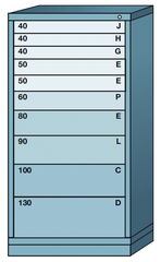 59.25 x 28.25 x 30'' (10 Drawers) - Pre-Engineered Modular Drawer Cabinet Eye-Level (210 Compartments) - A1 Tooling