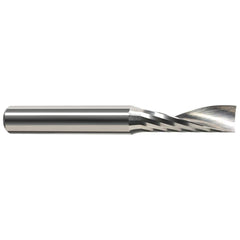 Square End Mill: 5/64'' Dia, 13/32'' LOC, 1/8'' Shank Dia, 2'' OAL, 1 Flute, Solid Carbide Single End, Uncoated, Upcut Flute, 22 ° Helix, Centercutting, RH Cut, RH Flute