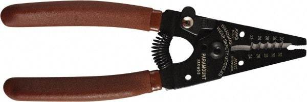 Paramount - 30 to 22 AWG Capacity Wire Stripper - 6" OAL, Plastic Dipped Handle - A1 Tooling