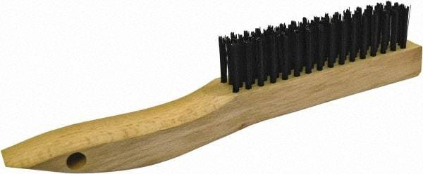 Gordon Brush - 4 Rows x 16 Columns Steel Plater Brush - 4-3/4" Brush Length, 10" OAL, 1-1/8 Trim Length, Wood Shoe Handle - A1 Tooling