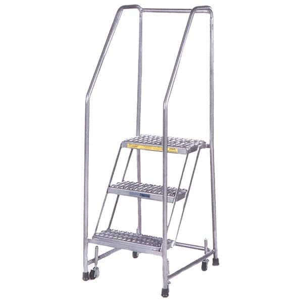 Aluminum Rolling Ladder: 2 Step Solid Ribbed Tread