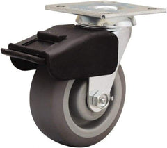 Hamilton - 5" Diam x 2" Wide x 6-1/2" OAH Top Plate Mount Swivel Caster - Rubber Mold on Polyolefin, 350 Lb Capacity, Straight Roller Bearing, 4 x 4-1/2" Plate - A1 Tooling