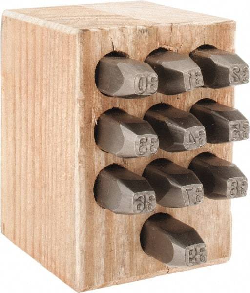 C.H. Hanson - 10 Piece, 1/4" Character Steel Stamp Set - Double Digit Figures, Double Digits - A1 Tooling