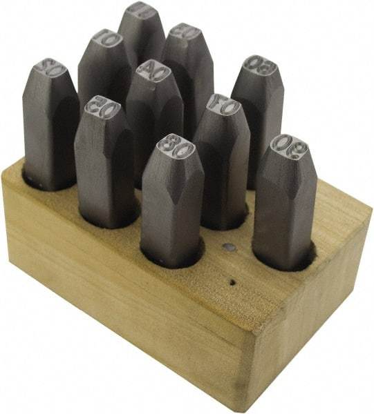 C.H. Hanson - 10 Piece, 1/8" Character Steel Stamp Set - Double Digit Figures, Double Digits - A1 Tooling