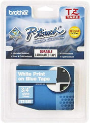 Brother - 3/4" Wide x 314.4" Long, Blue Plastic/Paper Tape Cassette - For Label Maker - A1 Tooling