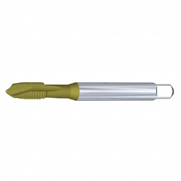 Kennametal - M2x0.40 Metric, 2 Flute, TiCN/TiN Finish, Vanadium High Speed Steel Spiral Point Tap - Plug Chamfer, Right Hand Thread, 45mm OAL, 7mm Thread Length, 2.8mm Shank Diam, 6H Class of Fit, Series T820 - Exact Industrial Supply