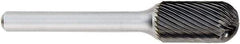 OSG - 3/4" Cut Diam, 1/4" Shank Diam, Cylinder with Radius Head Fluted Cut Burr - Carbide, Radius End, 1" LOC, 2" OAL - A1 Tooling