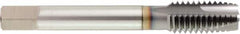 OSG - M12x1.75 6H 4 Flute TiCN Finish Powdered Metal Straight Flute Machine Tap - Bottoming, Right Hand Thread, 3-3/8" OAL, 1-21/32" Thread Length, D6 Limit, Oversize - Exact Industrial Supply