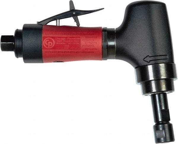 Chicago Pneumatic - 1/4" Collet, Angle Handle, Air Angle Die Grinder - 20,000 RPM, Rear Exhaust, 8.25 CFM, 0.7 hp, 90 psi, 1/4 BSP Inlet - A1 Tooling