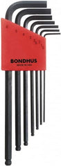 Bondhus - 7 Piece L-Key Ball End Hex Key Set - Hex Range 1.5 to 6mm, 8-3/4" OAL, Protanium High Torque Steel - A1 Tooling