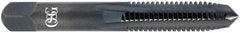 OSG - 7/8-9 UNC 3B 4 Flute TiCN Finish High Speed Steel Straight Flute Standard Hand Tap - Bottoming, Right Hand Thread, 4-11/16" OAL, 2-7/32" Thread Length, H4 Limit, Oversize - Exact Industrial Supply