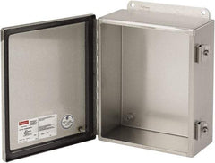 nVent Hoffman - Stainless Steel Junction Box Enclosure Hinge Flat Cover - NEMA 4, 12, 13, 4X, 8" Wide x 10" High x 4" Deep - A1 Tooling