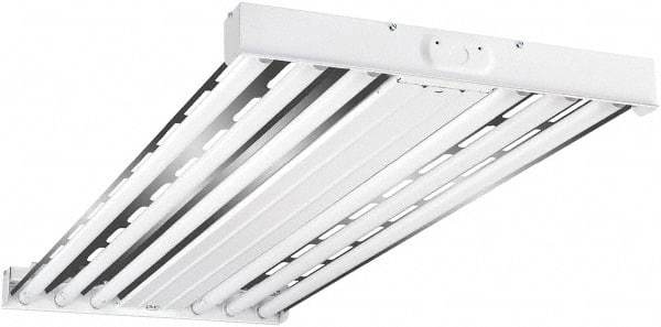 Cooper Lighting - 4 Lamps, 54 Watts, Fluorescent, High Bay Fixture - 48" Long x 2-15/32" High x 19-17/32" Wide, 120-277 Volt, Steel Housing - A1 Tooling