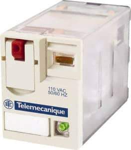 Schneider Electric - 1,500 VA Power Rating, Electromechanical Plug-in General Purpose Relay - 3 Amp at 250 VAC & 28 VDC, 6 at 250/277 VAC & 28 VDC, 8 Amp at 30 VDC, 4CO, 110 VDC - A1 Tooling