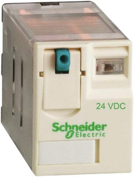 Square D - 8 Pins, Ice Cube Electromechanical Plug-in General Purpose Relay - 15 Amp at 277 V, DPDT, 24 VDC, 21mm Wide x 39mm High x 27mm Deep - A1 Tooling