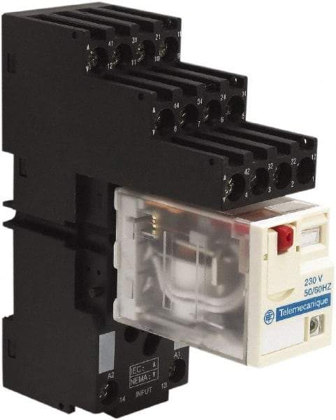 Schneider Electric - 1,500 VA Power Rating, Electromechanical Plug-in General Purpose Relay - 3 Amp at 250 VAC & 28 VDC, 6 at 250/277 VAC & 28 VDC, 8 Amp at 30 VDC, 4CO, 230 VAC at 50/60 Hz - A1 Tooling