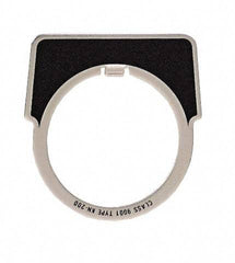 Square D - Half Round, Aluminum Legend Plate - Blank - Black Background, White Letters, 1.18 Inch Hole Diameter - A1 Tooling