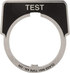 Square D - Metal Legend Plate - Test - Black Background, White Letters, 30mm Hole Diameter - A1 Tooling