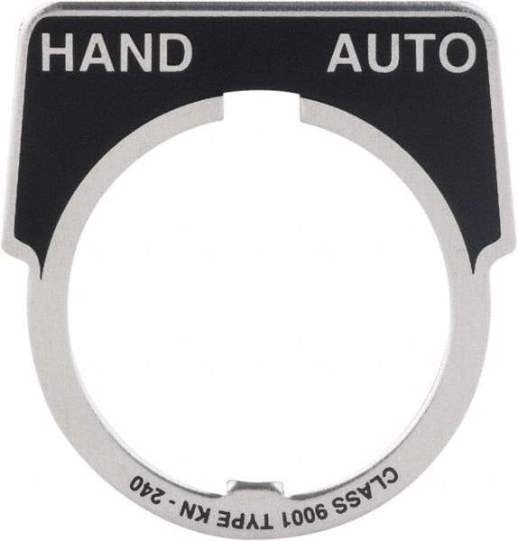 Square D - Metal Legend Plate - Hand-Auto - Black Background, White Letters, 30mm Hole Diameter - A1 Tooling