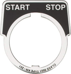 Square D - Metal Legend Plate - Start-Stop - Black Background, White Letters, 30mm Hole Diameter - A1 Tooling