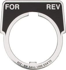 Square D - Metal Legend Plate - For-Rev - Black Background, White Letters, 30mm Hole Diameter - A1 Tooling