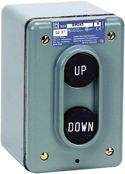 Schneider Electric - 2 Operator, Pushbutton Pendant Control Station - Up-Down (Legend), Maintained Switch, 2NO Contact, NEMA 4 - A1 Tooling