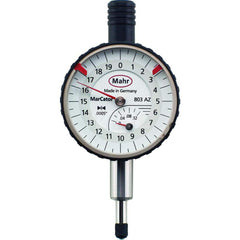 Mahr - Dial Drop Indicators; Maximum Measurement (Inch): 0.12 ; Maximum Measurement (mm): 3.00 ; Dial Graduation (mm): 0.0100 ; Dial Graduation (Decimal Inch): 0.000500 ; Dial Reading: 0-20 ; Dial Diameter (mm): 35.56 - Exact Industrial Supply