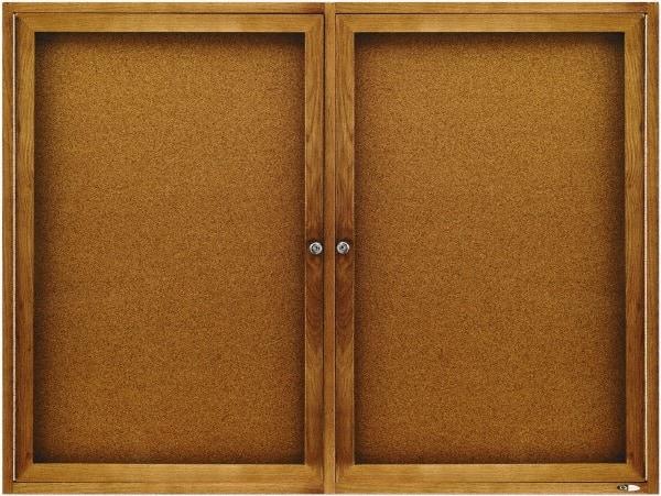 Quartet - 48" Wide x 36" High Enclosed Cork Bulletin Board - Natural (Color) - A1 Tooling