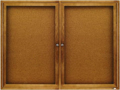 Quartet - 48" Wide x 36" High Enclosed Cork Bulletin Board - Natural (Color) - A1 Tooling