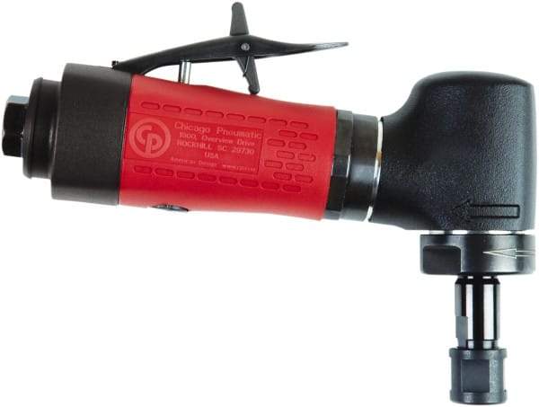 Chicago Pneumatic - 1/4" Collet, Angle Handle, Air Angle Die Grinder - 30,000 RPM, Rear Exhaust, 19 CFM, 0.4 hp, 90 psi, 6.35mm Inlet - A1 Tooling