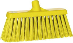 Vikan - 12" Heavy Duty Synthetic Push Broom - 2" Bristle Length, Plastic Block, European Threaded Handle Connection - A1 Tooling