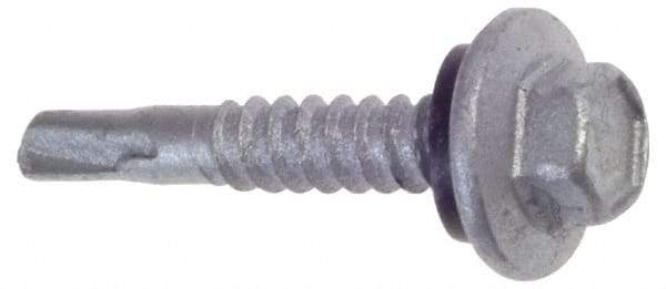 Buildex - 1/4", Hex Washer Head, Hex Drive, 7/8" Length Under Head, #1 Point, Self Drilling Screw - Steel - A1 Tooling