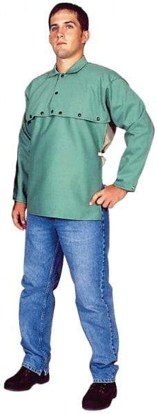 Stanco Safety Products - Size XL, 46-48" Chest, 20" Long, Flame Resistant, Cape Sleeves & Bib - Sateen Cotton, 9 oz, Green - A1 Tooling