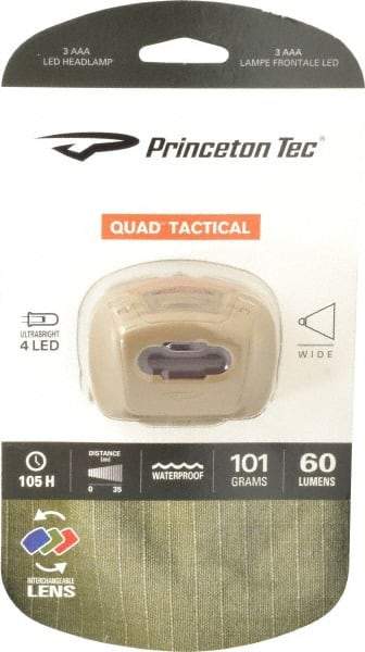 Princeton Tec - Red LED Bulb, 78 Lumens, Hands-free Flashlight - Tan Plastic Body, 3 AAA Batteries Not Included - A1 Tooling