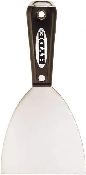 Hyde Tools - 4" Wide Chisel Edge Blade Stainless Steel Putty Knife - Flexible, Hammerhead Nylon Handle, 8-1/4" OAL - A1 Tooling