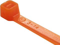 Value Collection - 8" Long Orange Nylon Standard Cable Tie - 50 Lb Tensile Strength, 54mm Max Bundle Diam - A1 Tooling