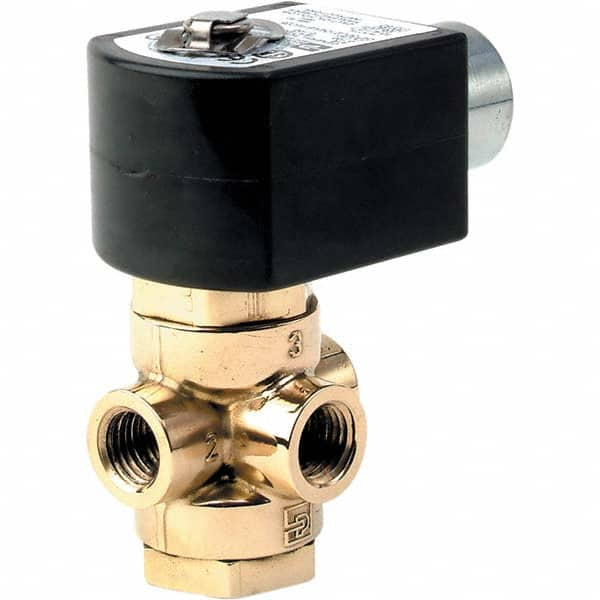 Parker - 120/60 - 110/50 VAC 1/4" NPT Port Brass Three-Way Direct Acting Solenoid Valve - A1 Tooling