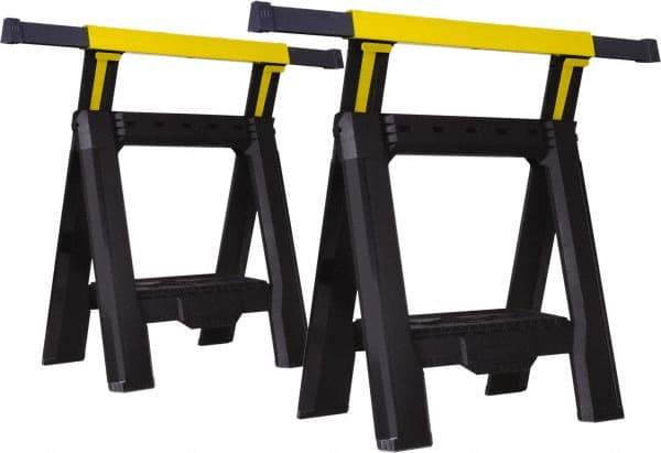 Stanley - Ladder Adjustable Sawhorse \x96 Twin Pack - Black/Yellow, 5' Long x 1.57" Wide x 29' High, Use with Lumber - A1 Tooling