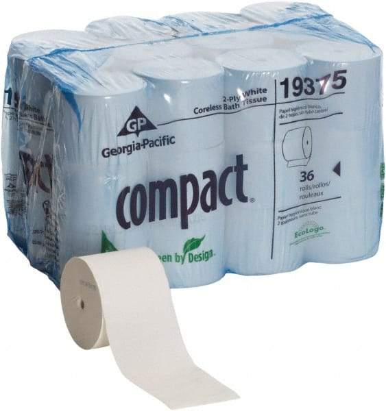 Georgia Pacific - 12,150' Roll Length x 4" Sheet Width, Coreless Roll Toilet Tissue - 1,000 Sheets per Roll, 2 Ply, White, Recycled Fiber - A1 Tooling