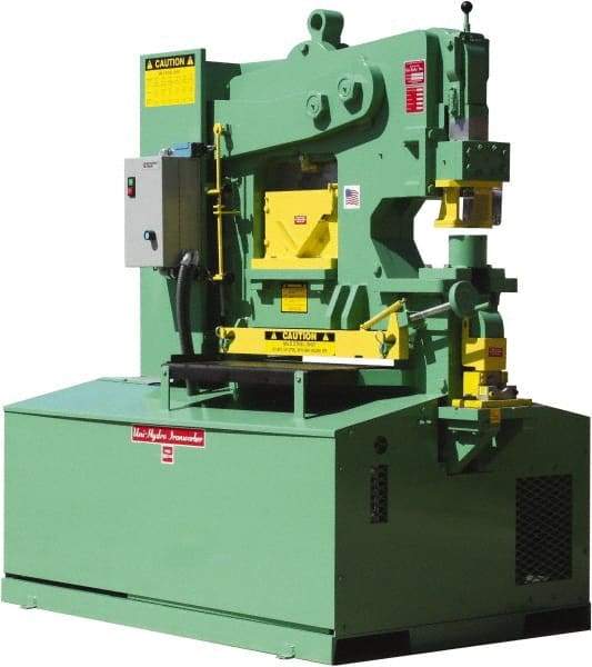 Uni-Hydro - 12" Throat Depth, 105 Ton Punch Pressure, 1-5/16" in 1" Punch Capacity Ironworker - 7-1/2 hp, 3 Phase, 220/480 Volts, 61-1/2" Wide x 70" High x 41" Deep - A1 Tooling