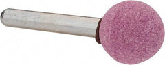 Made in USA - 3/4" Head Diam x 3/4" Thickness, A40, Ball End, Aluminum Oxide Mounted Point - Pink, Medium Grade, 47,250 RPM - A1 Tooling