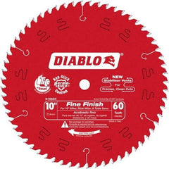 Freud - 10" Diam, 5/8" Arbor Hole Diam, 60 Tooth Wet & Dry Cut Saw Blade - Carbide-Tipped, Standard Round Arbor - A1 Tooling