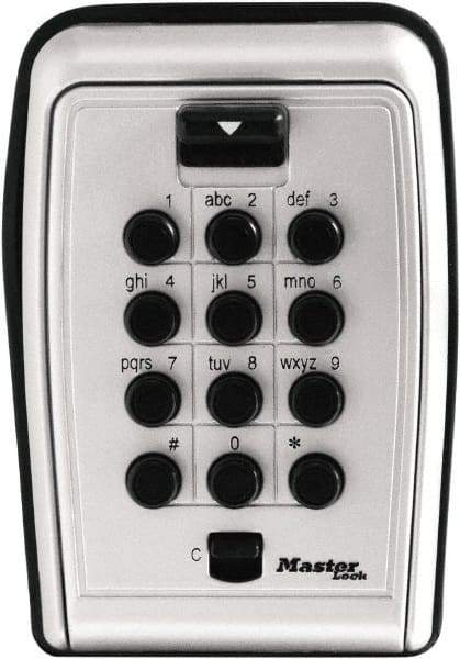 Master Lock - 3-1/8" Wide x 4.6" Overall Height, Push Button Combination, Wall Mount Key Safe - Zinc Finish - A1 Tooling