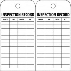 NMC - 3" High x 6" Long, INSPECTION RECORD, English Safety & Facility Inspection Tag - Tag Header: Notice, 2 Sides, White Poly - A1 Tooling