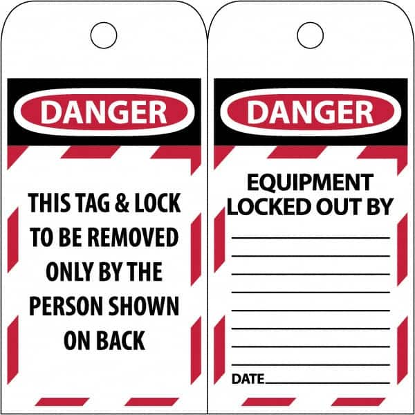 NMC - 3" High x 6" Long, DANGER \x96 DO NOT OPERATE, English Safety & Facility Lockout Tag - Tag Header: Danger, 2 Sides, Black & Red Poly - A1 Tooling