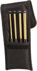 Starrett - 4 Piece, 3/16 to 3/8", Pin Punch Set - Round Shank, Brass, Comes in Pouch - A1 Tooling