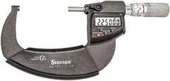 Starrett - 2 to 3" Range, Standard Throat IP67 Electronic Outside Micrometer - Friction Thimble, Carbide Face, CR2032 Battery - A1 Tooling