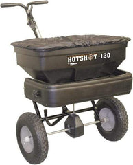 Meyer Products - 120 Lb Black Powder-Painted Steel & Polypropylene Walk Behind Broadcast Landscape Spreader - 13" Pneumatic Wheels - A1 Tooling