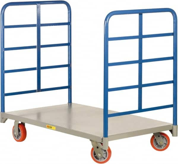 Little Giant - 3,600 Lb Capacity Steel Double End Rack Platform Truck - Steel Deck, 30" OAW, Polyurethane Casters - A1 Tooling