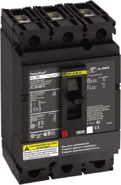 Square D - 600 VAC, 150 Amp, Automatic Molded Case Switch - 3 Pole, 100 at 480 VAC, 125 at 240 VAC, 50 at 600 VAC kA Interrupting Rating x 4.12 Inch Wide x 4.36 Inch Deep x 6.4 Inch High - A1 Tooling